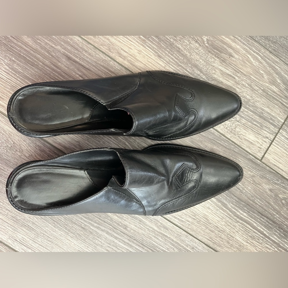 Black leather mules size 11